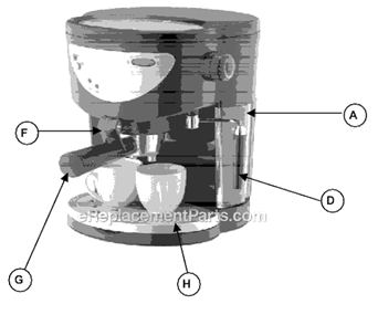 Page A Diagram and Parts List for ECMP33  Mr Coffee Espresso Machine